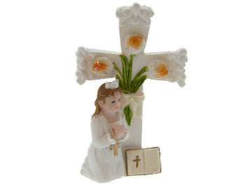communie meisje kruis gele bloemen